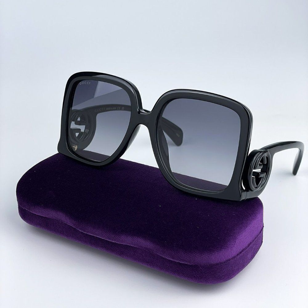 NEW Gucci GG1326S 001 Black Grey Gradient Oversized Square Women Sunglasses - Picture 1 of 12